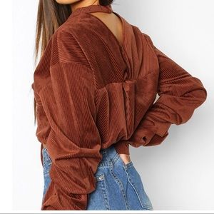 Cord Twist Back Drawstring Sweat Top